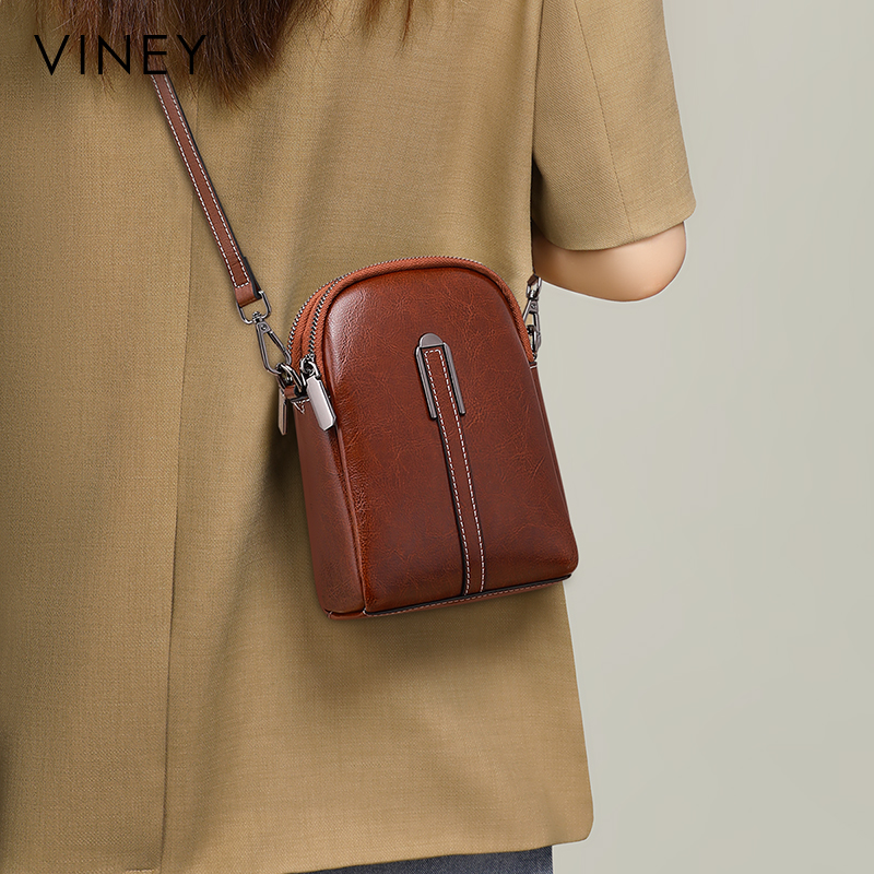 Viney手机包女包包2025新款斜挎真皮高级感小挎包袋夏季迷你腰包