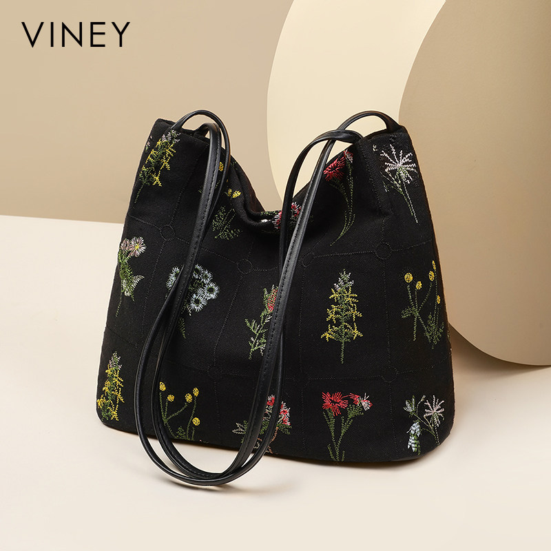 Viney水桶包包2025新款女包帆布包大容量腋下包手提单肩包斜挎包