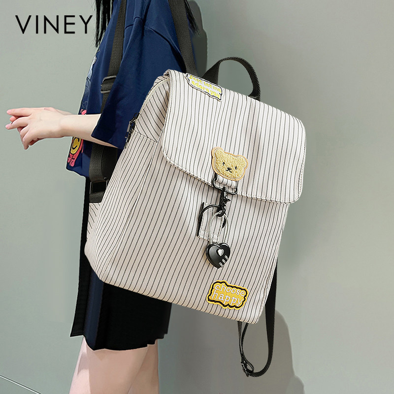 Viney双肩包女2025新款书包可爱小熊旅行大容量上课通勤电脑背包