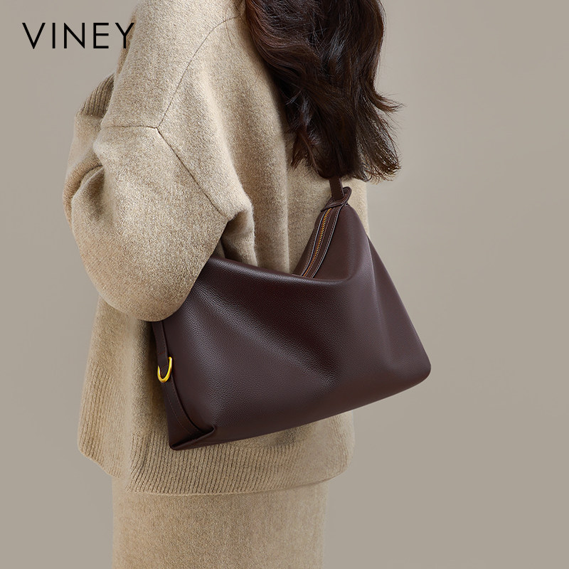 Viney托特包包女式2026新款女包秋冬真皮单肩hobo包大容量斜挎包