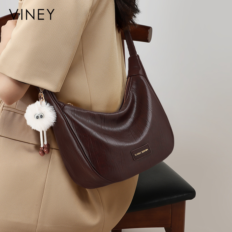 Viney包包女式2025新款女包秋冬单肩斜挎包大容量通勤法棍枕头包