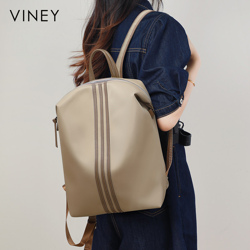 Viney双肩包女2025新款时尚书包大容量轻便尼龙布背包旅行电脑包