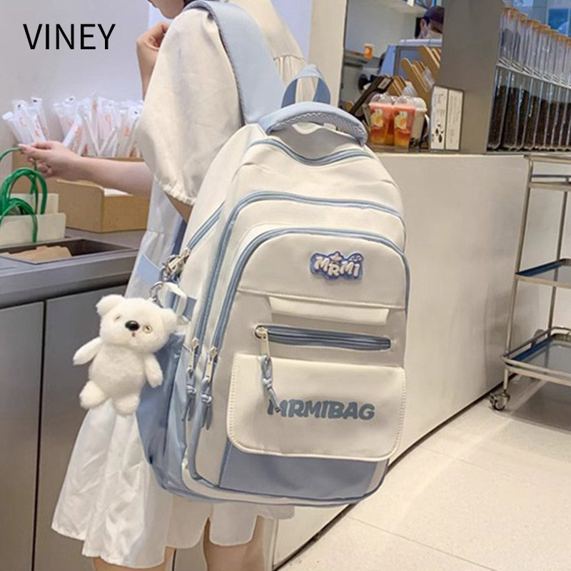 Viney书包女2025新款双肩包轻便百搭大容量女包初中高中学生背包