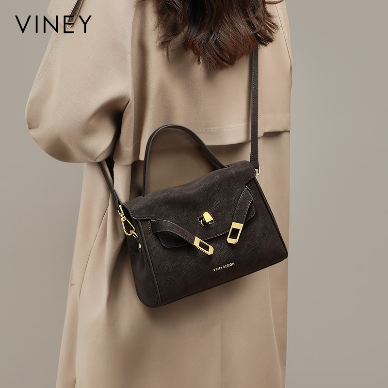 Viney包包2026新款女包秋冬真皮手提凯莉包大容量通勤单肩斜挎包