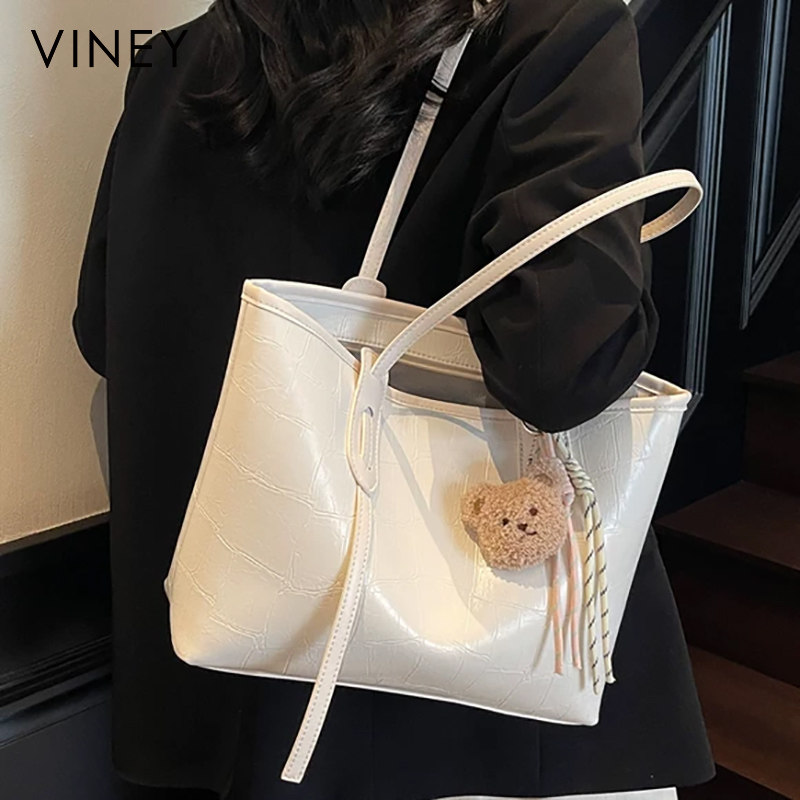 Viney托特包包2025新款女包夏季真皮高级感大容量百搭通勤单肩包
