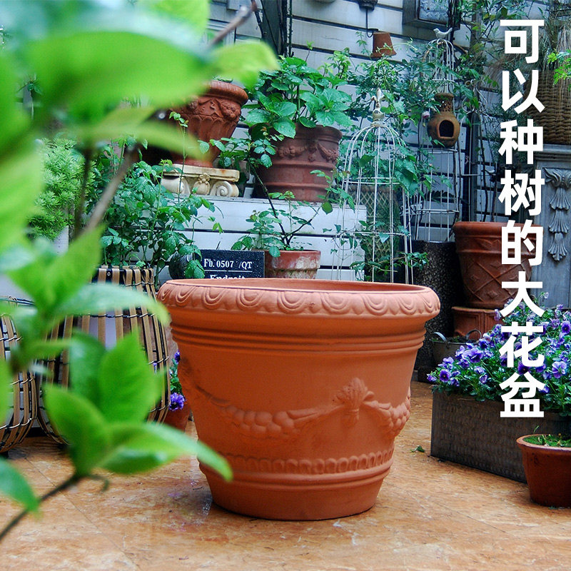 特价包邮大口径红陶花盆无釉透气陶罐户外庭院景观陶瓷陶土罐粗陶