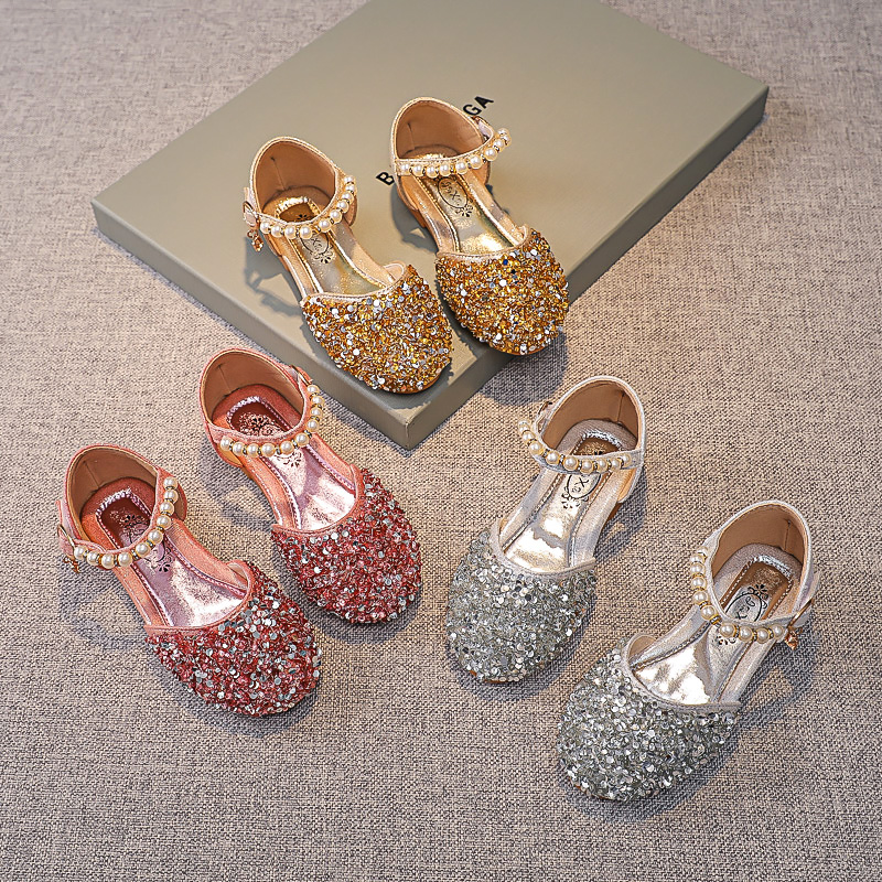 女童凉鞋包头魔术贴皮鞋公主鞋