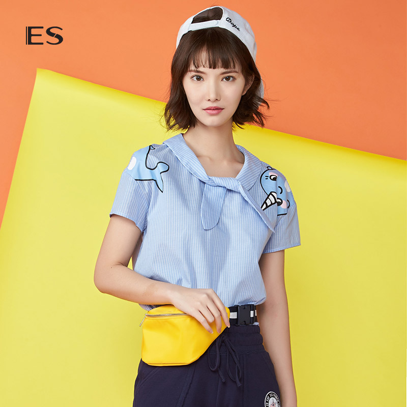 °¬¸ñES2018Ïļ¾ÌõÎÆÓ¡»¨Ì×Í·¶ÌÐäÐÝÏгÄÉÀÅ®8E031410745