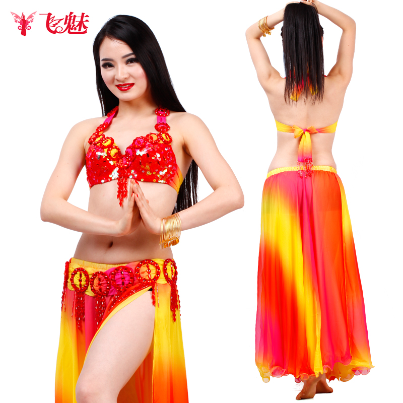 飞魅 新款肚皮舞服装表演服演出服套装 性感肚皮舞文胸腰封裙套装