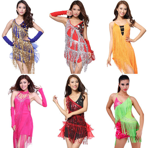 速发拉丁表演服裙人新款伦露舞服装成人新款拉丁连衣成巴背