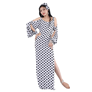 肚皮舞服装女2024新款baladi波点袍子民俗表演出服东方舞蹈练功服