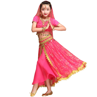 印度服装女纱丽套装六一儿童演出服 天竺少女舞蹈服装女童FMA1217