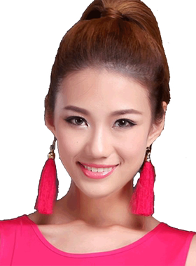 拉丁舞耳环长款流苏 演出服配饰摩登舞比赛耳坠 耳夹无耳洞耳钩钉