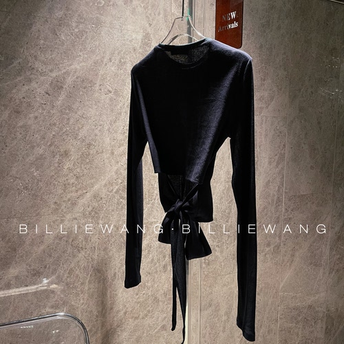 BW独立设计师典藏系列｜超显白深邃蓝后背绑带正肩打底衫