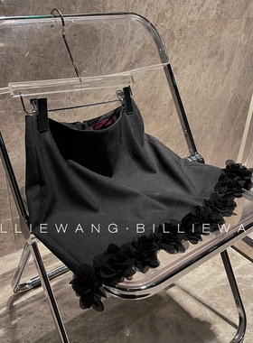 BW独立设计师高定系列｜巨美立体花朵羊毛拼色西装半身裙