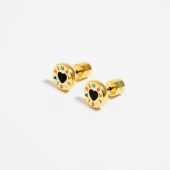 西班牙潮流牌BIMBA LOLA字母黑色圆形金色合金属简约耳钉