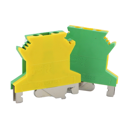 USLKG2.5/3/5/6/10/16/35黄绿双色接地电压UK导轨式接线端子排PE