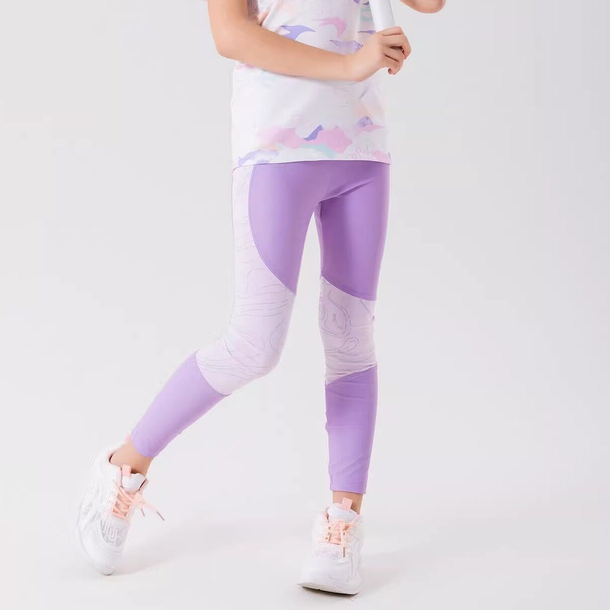 新款亲子儿童瑜伽服女童速干运动高腰健身裤紧身长裤