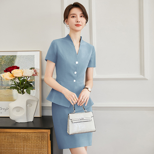 艾尚臣店长工作服案场经理短袖西装套装女夏正装爱尚臣美容院顾问