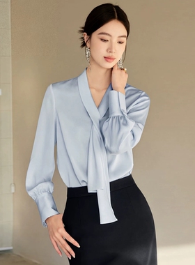 艾尚臣飘带长袖衬衫女案场客服办公室白领美业经理咨询顾问职业装