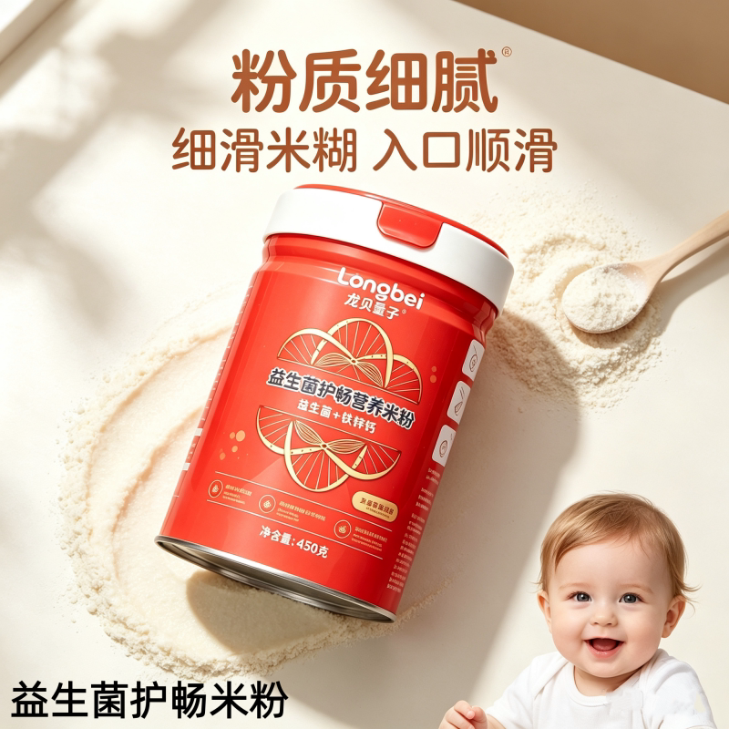 宝宝米粉婴幼儿高铁米粉6个月不挂壁好冲调米粉带益生菌护畅米粉