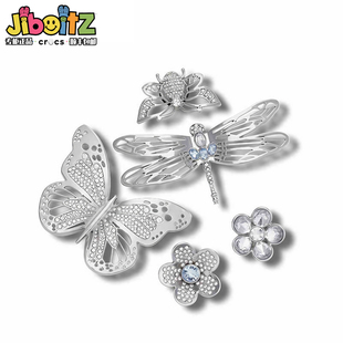 洞洞鞋配饰适配crocs配饰鞋花装饰扣白鹿同款金属银色DIY鞋扣鞋花