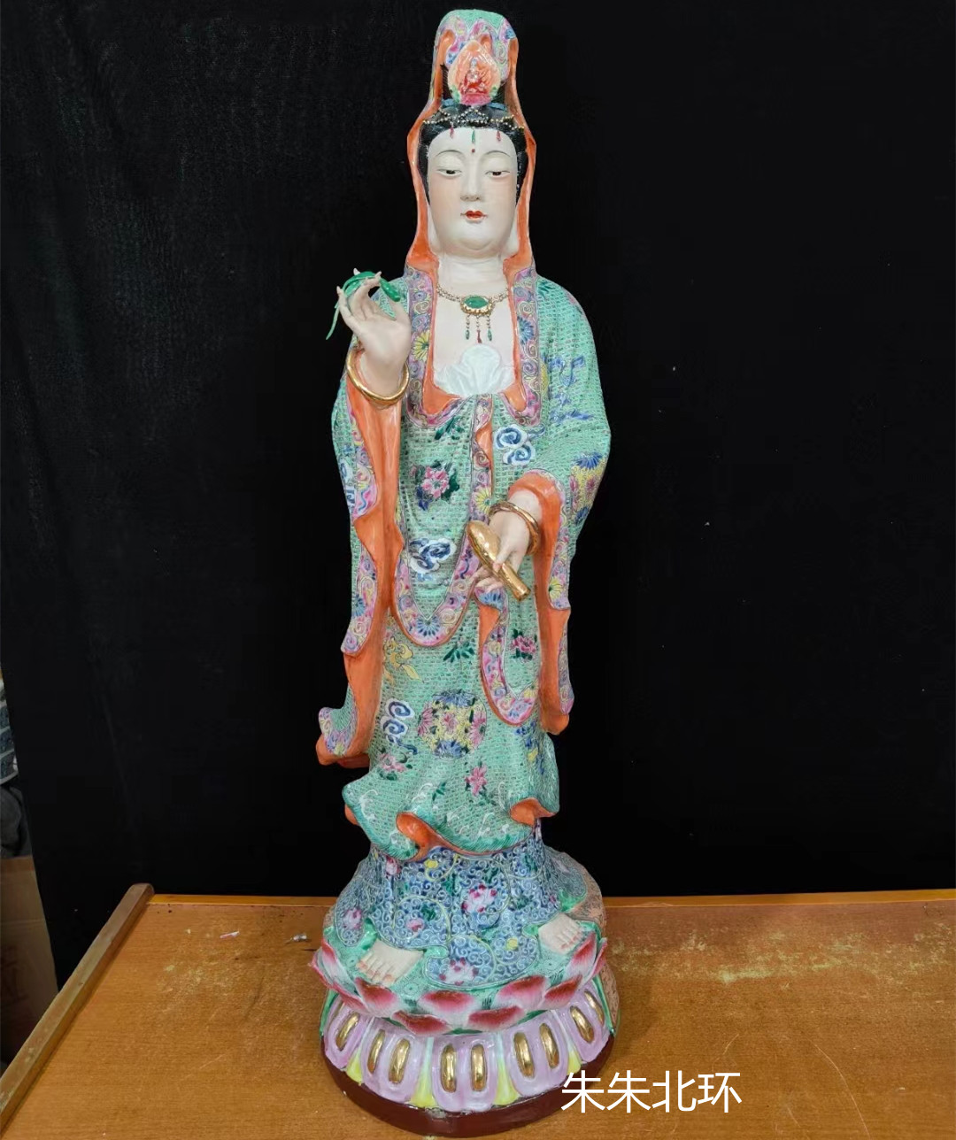 75公分净瓶观音瓷像雕像供奉站莲