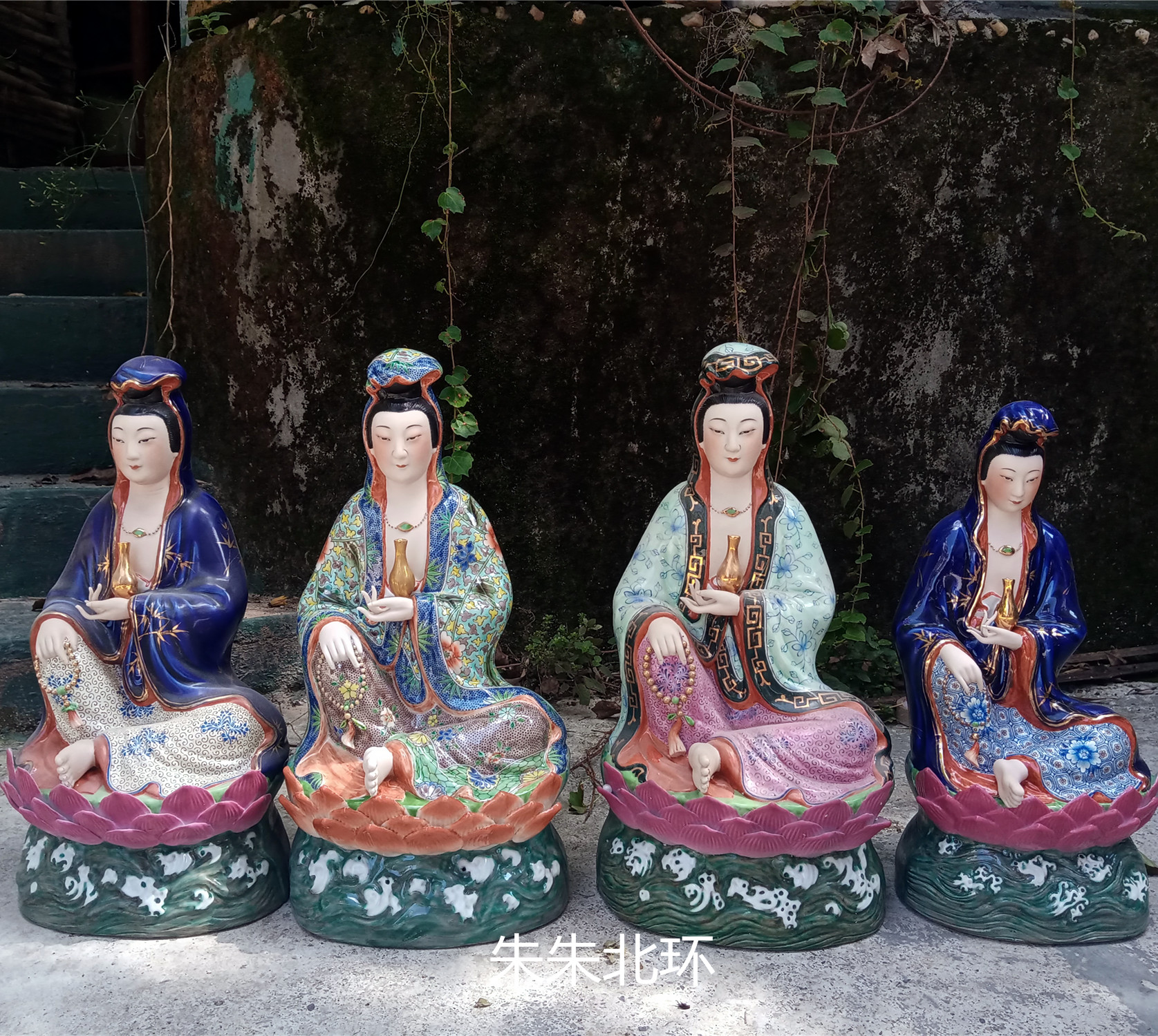 雕塑陶瓷南海观音菩萨佛像客厅家用居家供奉佛摆件观世音菩萨16寸