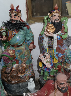 大号文武财神装饰工艺品镇宅56寸