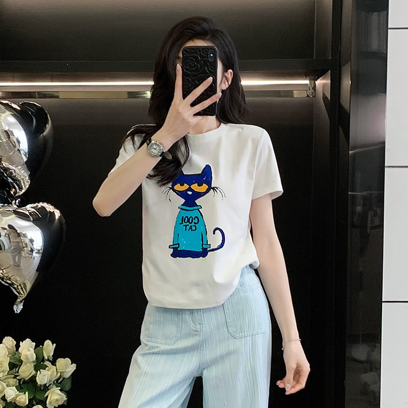 卡通印花短袖t恤女夏季短款上衣