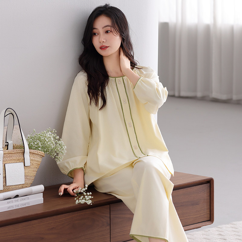 金黛儿中年妈妈睡衣女长袖纯棉冬