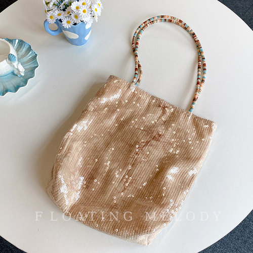 小众设计感渐变人鱼姬亮片女包