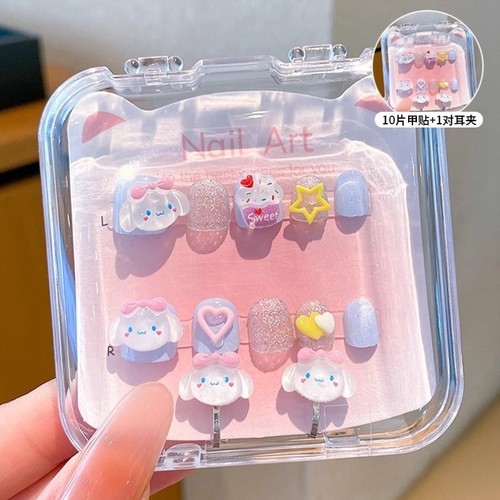 女童指甲贴宝宝2024上学成品礼物新年长款显白女孩子2025穿戴中长