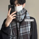 保暖男生围脖送男友冬 自制蓝色格子围巾韩版 星月豚骨 藤野川