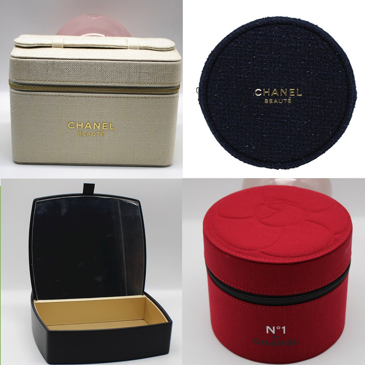 国内专柜香水护肤柜台消费赠品化妆包会员礼圆形托特包化妆镜发箍