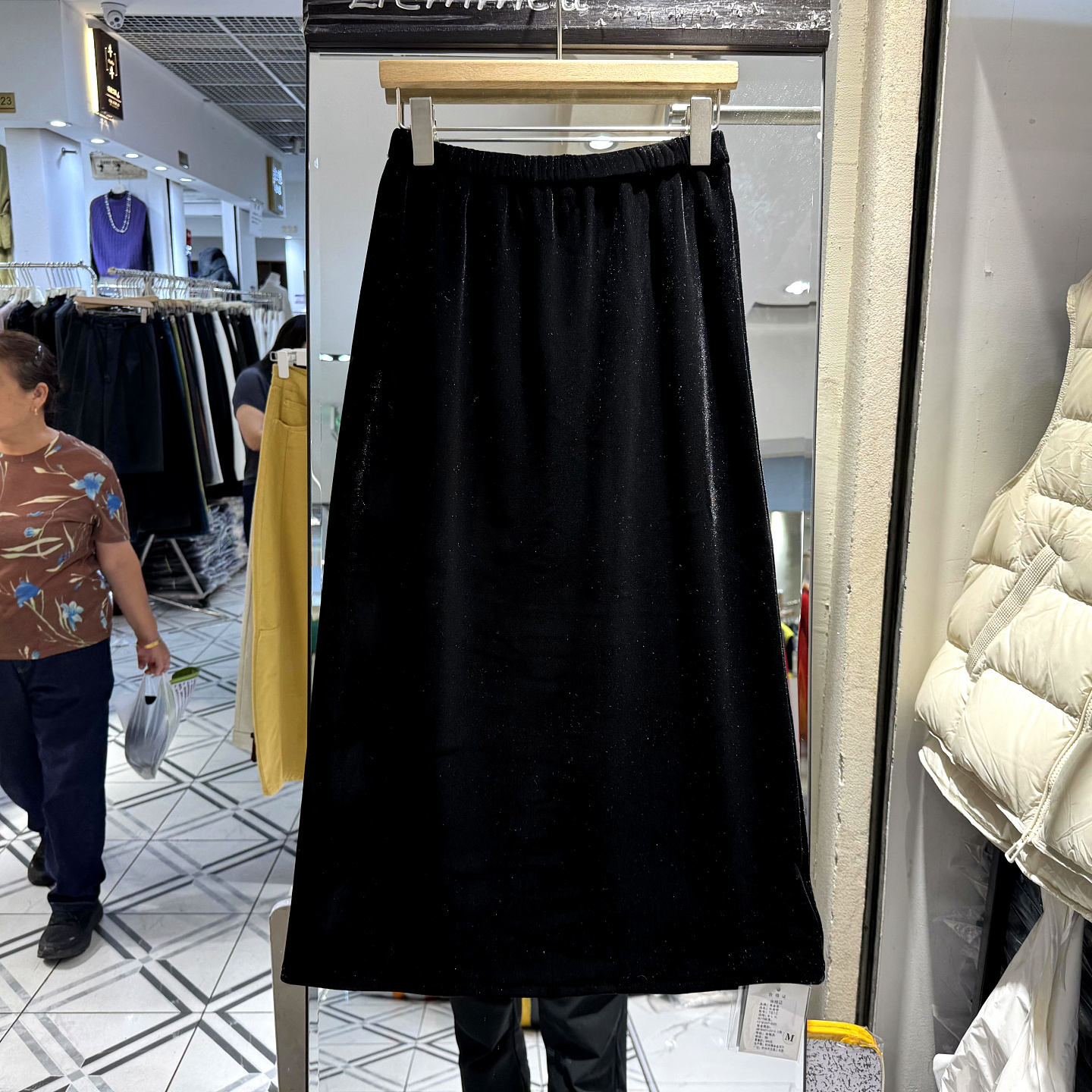 亮金金7810加绒加厚丝绒半身裙