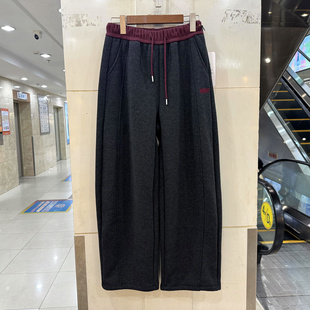 冬装 卫裤 高级感字母刺绣撞色抽绳松紧腰加绒加厚休闲弯刀裤 6608