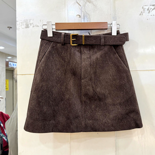 2025款 欧货冬装 腰带高腰磨毛麂皮绒防走光半身裙短裙 6270 Beauty