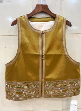 19236 盘扣圆领下摆重工刺绣碎花国风洋气仿醋酸马甲外套春装2026