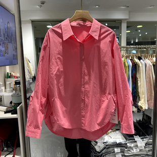 正品 MRS 上衣欧洲站春装 前短后长翻领休闲糖果色衬衫 A22 落肩袖