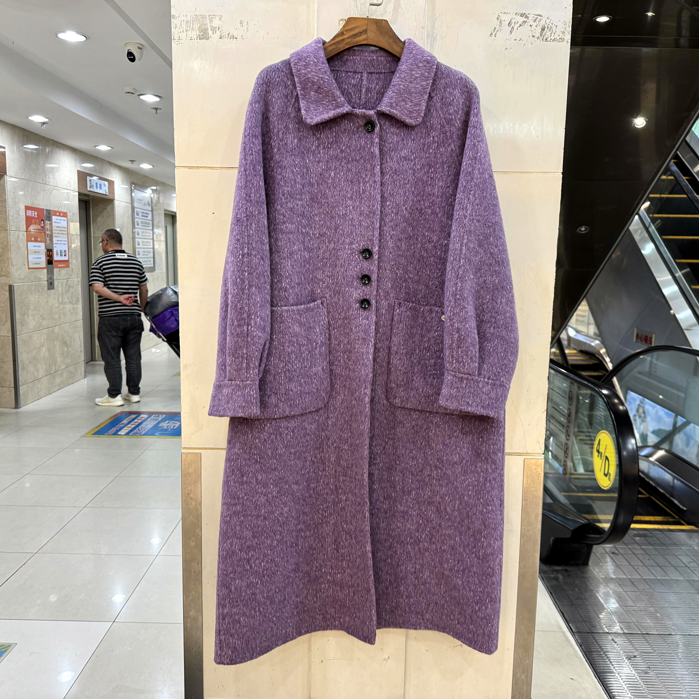 糖诗8835 时尚四粒扣翻领大口袋休闲宽松长款双面羊毛呢大衣冬装