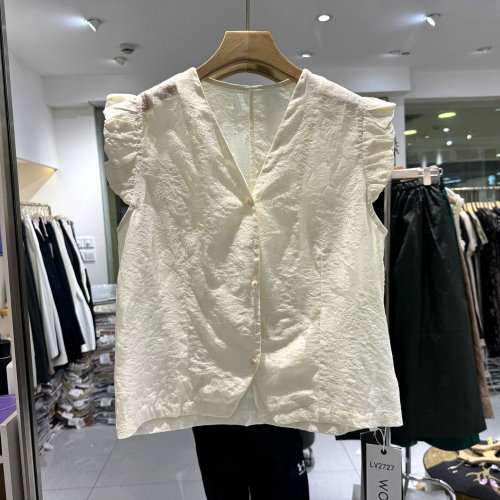 WOMENLV2727提花天丝短衬衫