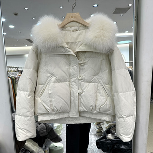 女 羽绒服外套欧货冬装 珂莱妮佧A9630 拉链三粒扣狐狸毛领轻奢短装