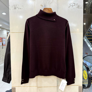 毛衣欧货秋冬正品 029 减龄羊毛衫 不规则斜翻领双肩烫钻时尚 5115