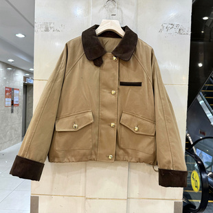 雅琪娜G132 撞色翻领休闲短装赵露思同款羽绒派克服短外套欧货冬