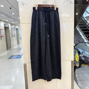 2613 欧货冬装2025新款时尚抽绳松紧腰休闲减龄羊毛呢弯刀裤女裤