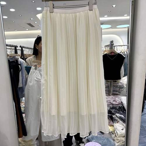 大张总D6956压褶雪纺半身裙