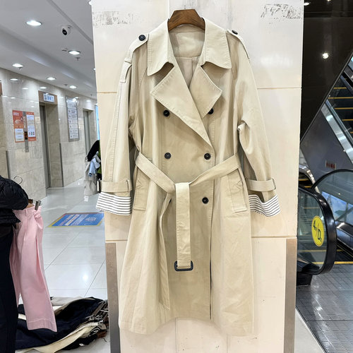 65539双排扣韩系中长风衣外套