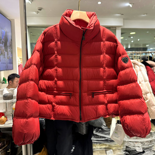 08199 欧货冬装2025爱心剪刀袖标拉链立领排骨条休闲短羽绒服女