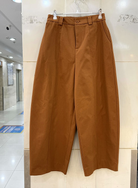 卓颜秋J261K015 时尚一粒扣后松紧高腰游牧风休闲裤气球裤春装女